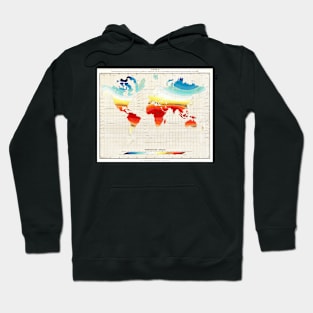 Vintage Colorful Climate of the Earth Map and Chart Hoodie